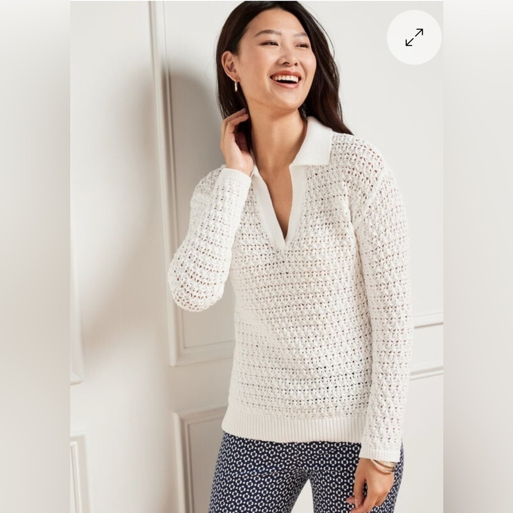 TALBOTS OPEN STITCH JOHNNY COLLAR PULLOVER SIZE S/P